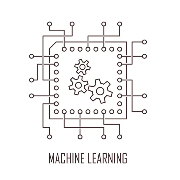机器学习现代技术符号矢量图解 — 图库矢量图片