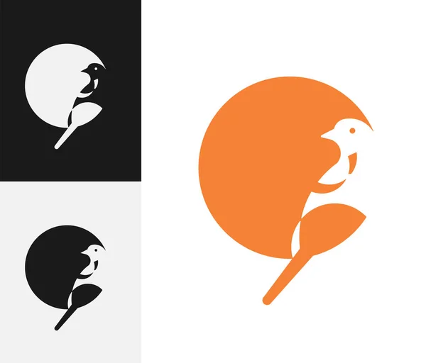 Ptasie Logo Minimalistyczny Projekt Wektor Ilustracji Zwierzę Marka Dzika Etykieta — Wektor stockowy