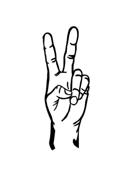 Vredesteken Vingers Overwinnende Hand Symbool Vector Illustratie Succesteken — Stockvector
