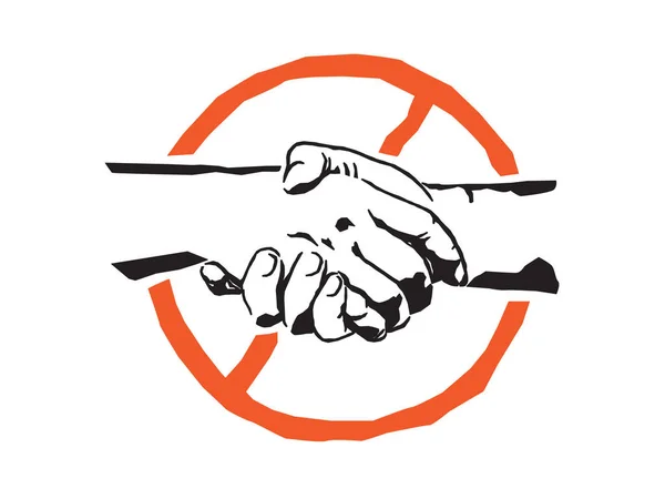 Handshake Sign Vector Illustration Virus Prevention Action — Stock Vector
