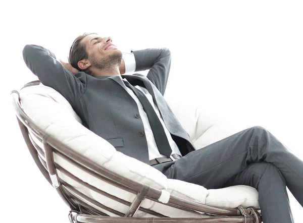 Feliz hombre de negocios relajante en gran sillón cómodo —  Fotos de Stock