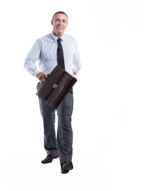 modern iş adamı ileriye evrak çantalı