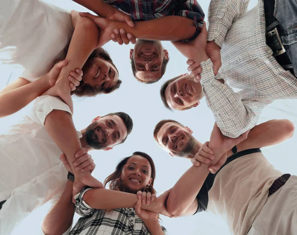 Bottom View Successful Business Team Holding Each Others Hands Concept — Stock Photo, Image