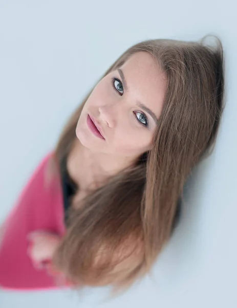 Menina modelo profissional em vestido vermelho — Fotografia de Stock