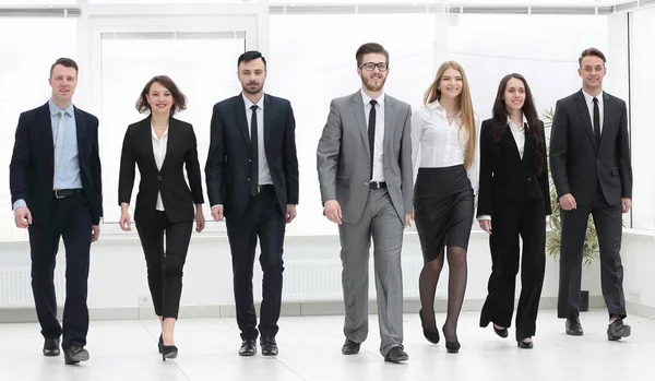 Bottom view. business team walking forward — Stock Photo, Image