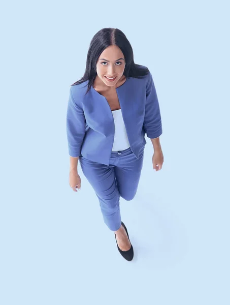 Vista superior de una joven empresaria. Aislada sobre fondo blanco . — Foto de Stock