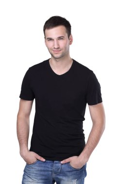 Raslantı üzerinde beyaz izole poz genç yakışıklı adam