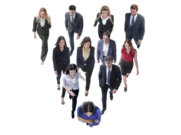 Va gente de negocios detrás del líder. aislado en blanco — Foto de Stock