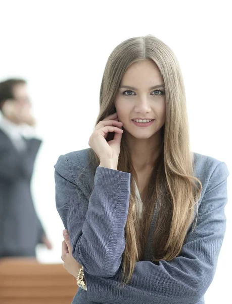 Successful business woman on blurred background office — Stock Photo, Image