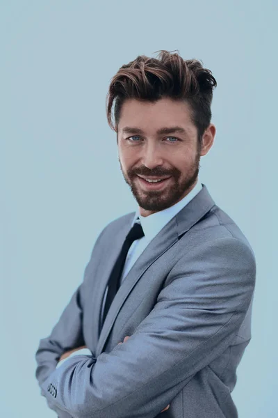 Retrato de un hombre guapo sonriendo, aislado en blanco — Foto de Stock