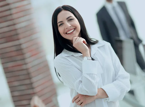 Perspective successful young woman in the office — Stock Photo, Image