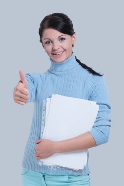 Genç gösteren başparmak yukarı studio beyaz arka plan üzerinde model