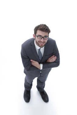 Ciddi bir işadamı portresi. Yukarıdan görüntülemek