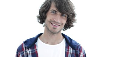 portre. şık bir ekose gömlekli adam. yakın çekim.