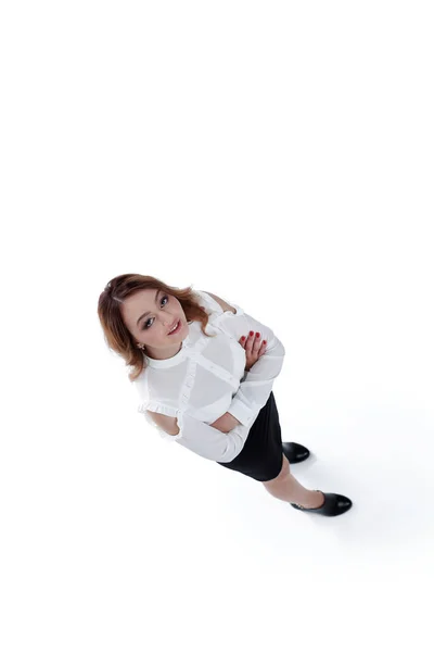 Portrait of a beautiful young business woman. Top view. — Stock Photo, Image