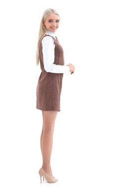 yan görünümü. Modern genç iş kadını