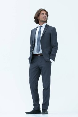 Dalgın iş adamı yukarı bakıyor.