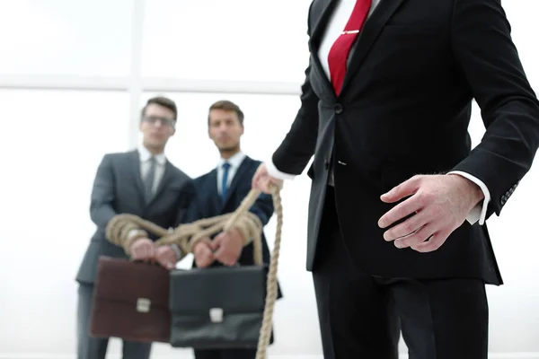 Jefe Atado Cuerda Employees Photo Con Espacio Copia — Foto de Stock