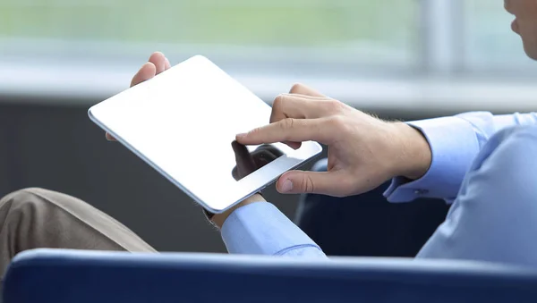 High Resolution Businessman Holding Digital Tablet — Stock Photo, Image