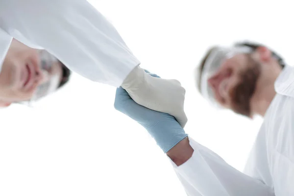 Two scientist Shake hands after test completed — Stock Photo, Image