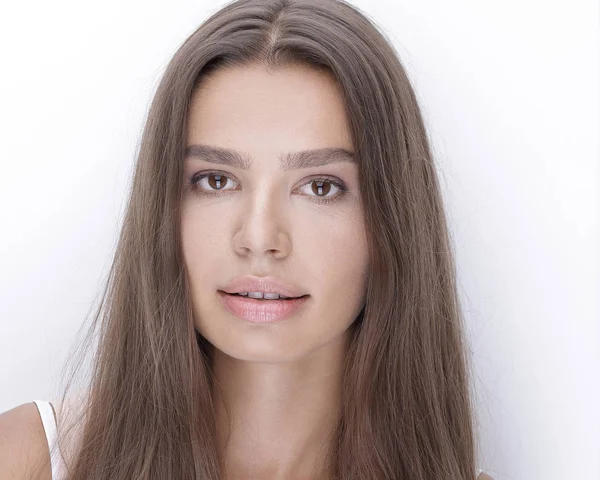 Primer plano. rostro de hermosa mujer joven — Foto de Stock