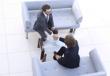 kopya alanı ile iki businessmen.photo karşılıklı