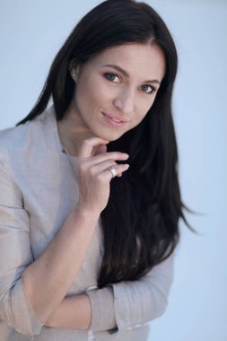 yakın çekim. Başarılı modern genç kadın.