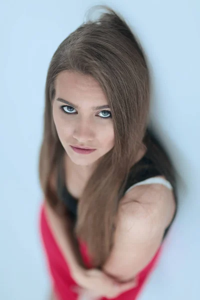 Modelo profesional chica en vestido rojo —  Fotos de Stock