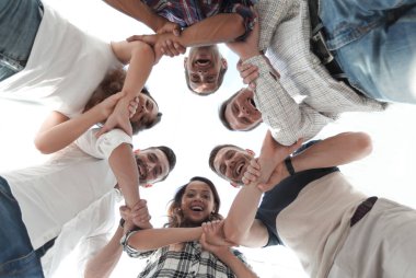 Mutlu grup işbirliği ellerinde istifleme ofis