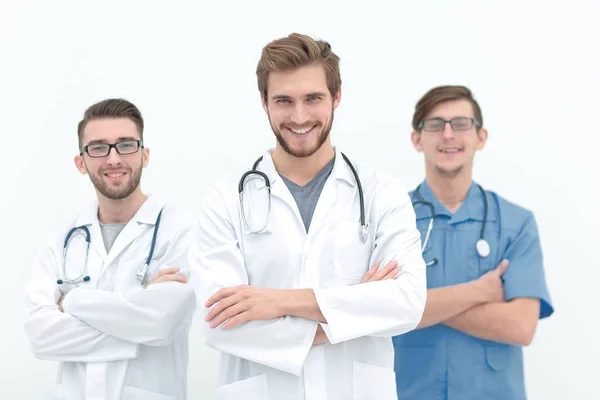 Friendly team of successful doctors .isolated on white — Stock Photo, Image