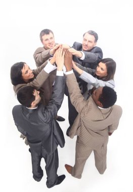 Eller birlikte kadar yükselterek başarılı iş takım