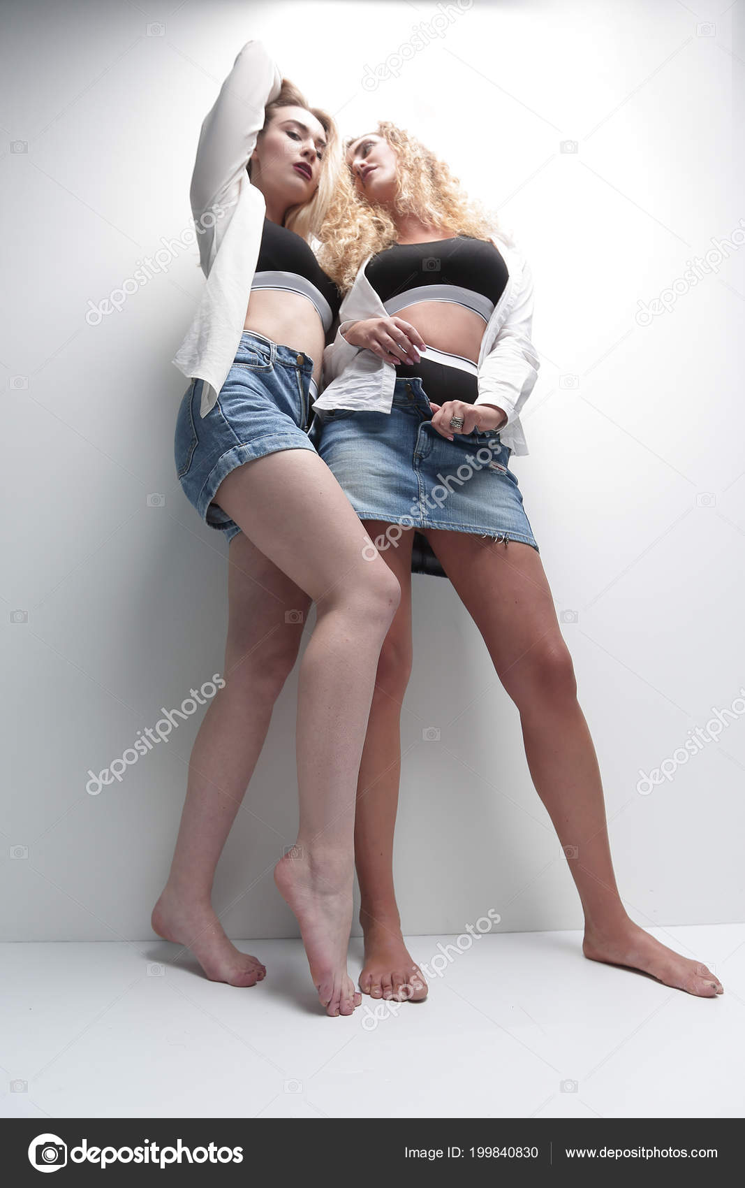 girls in denim skirts
