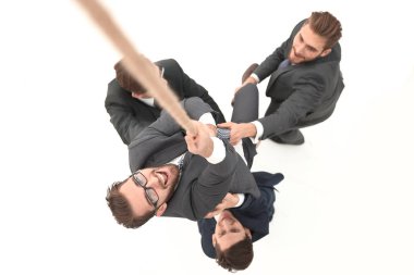 Üstten Görünüm .işler takım yukarıya tırmanmaya patron yardımcı olur..