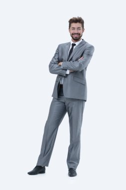 Yarım uzunluk portre bir işadamı ile ceplerine eller