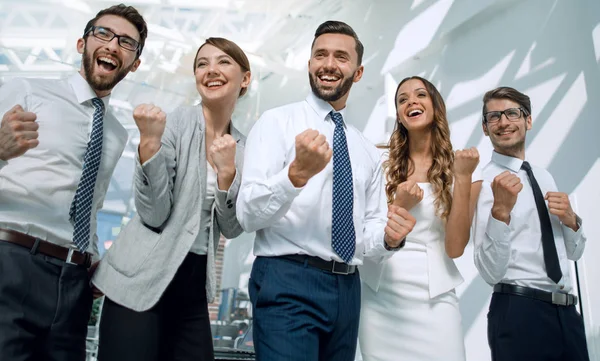 Professional business team on the background of a modern office — Stock Photo, Image