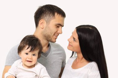 Güzel aile - izole beyaz bir arka plan üzerinde