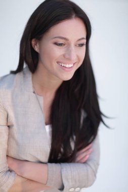 Başarılı genç bir kadının yakın plan yüzü..