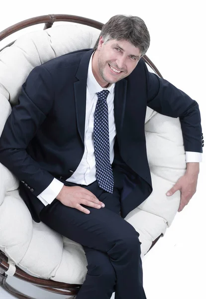 Vista superior del exitoso hombre de negocios sentado en una silla cómoda — Foto de Stock