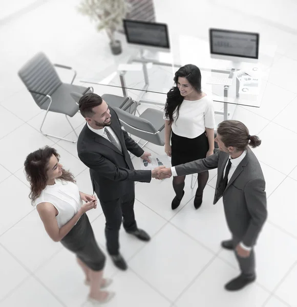 View from the top.the handshake business partners — Stock Photo, Image
