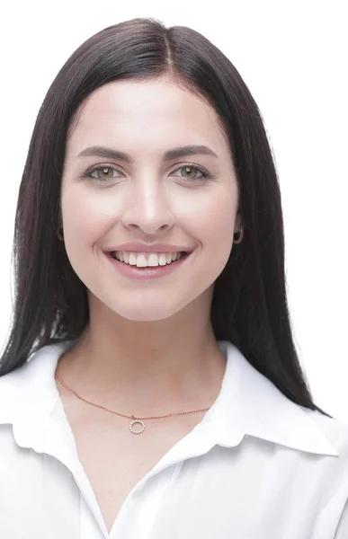 Moderne jonge zakenvrouw in witte blouse. — Stockfoto