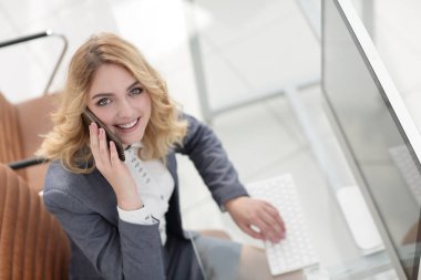 portre. iş kadın Smartphone'da söz