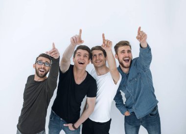 Grup sürpriz genç insan görünümlü ve yukarı dönük