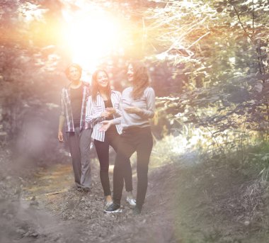 ormanda yürüyüş yaparken yaratıcı ekibi