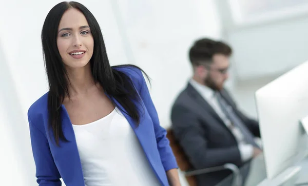 Successful young business woman with charming confident smile — Stock Photo, Image