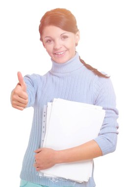 Genç gösteren başparmak yukarı studio beyaz arka plan üzerinde model