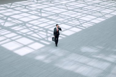 Uzaktan en iyi manzara. Portföyü olan yönetici iş adamı.