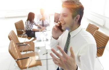 Smartphone'da söz closeup.businessman