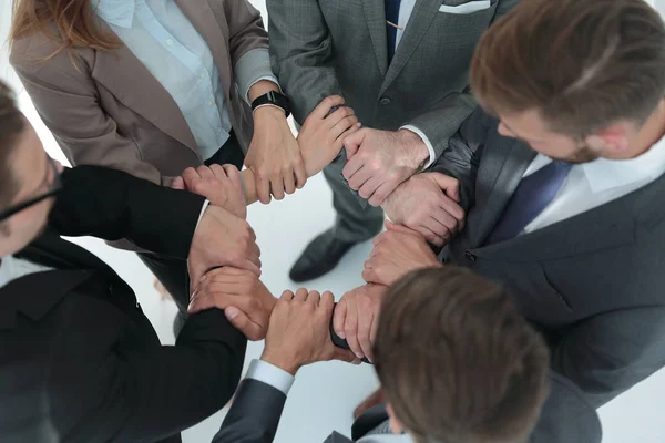 close up. business team standing in a circle