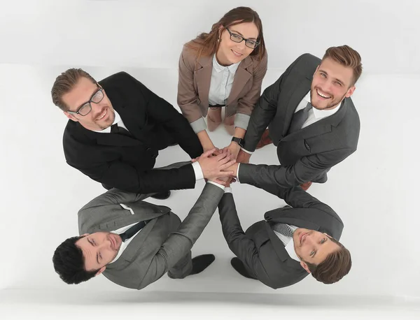 Top view.the business team shows its unity — Stock Photo, Image