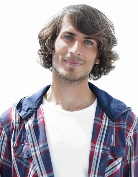 portre. şık bir ekose gömlekli adam. yakın çekim.